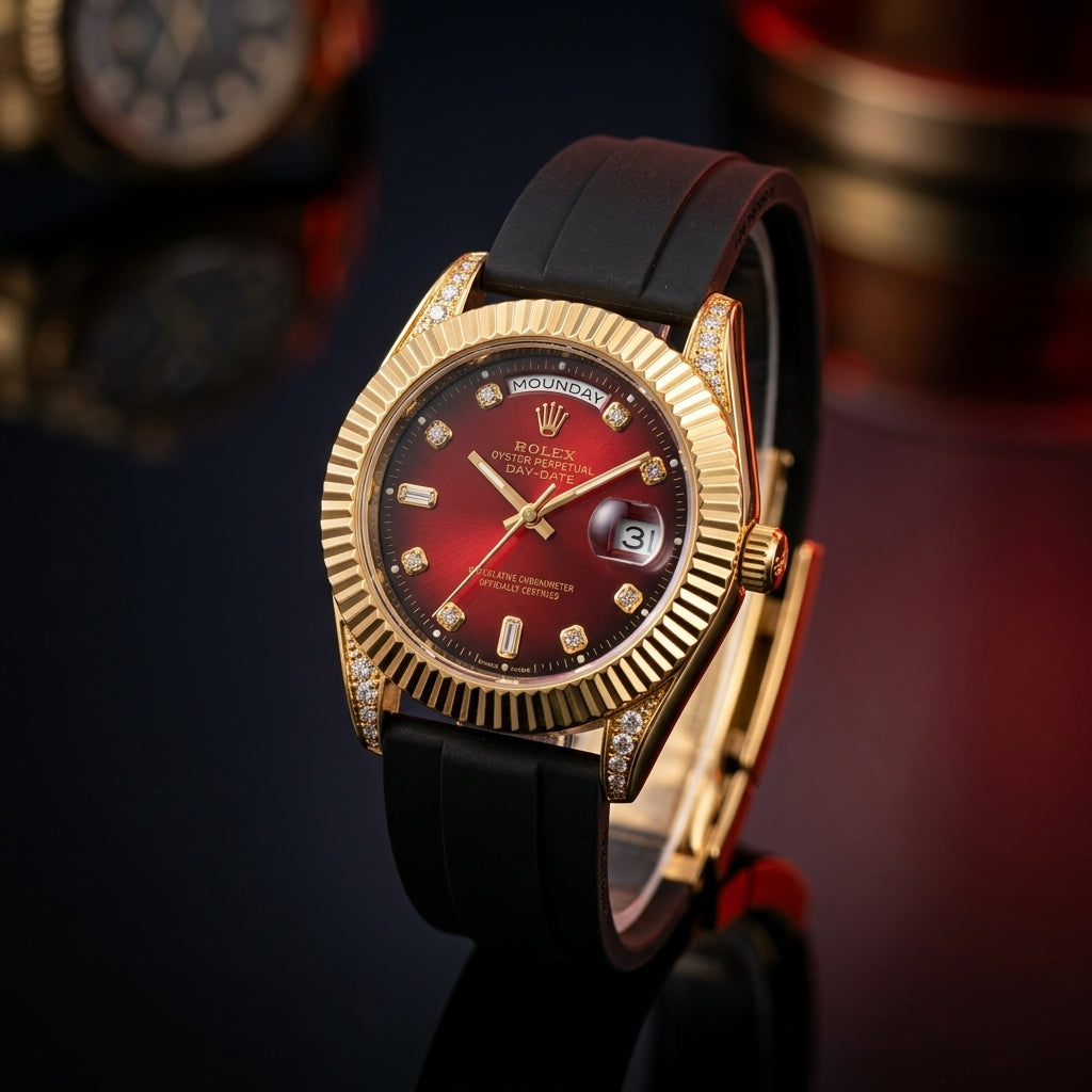 Rolex Day-Date Ruby Red Gold | Diamond Automatic Watch | Watch Times